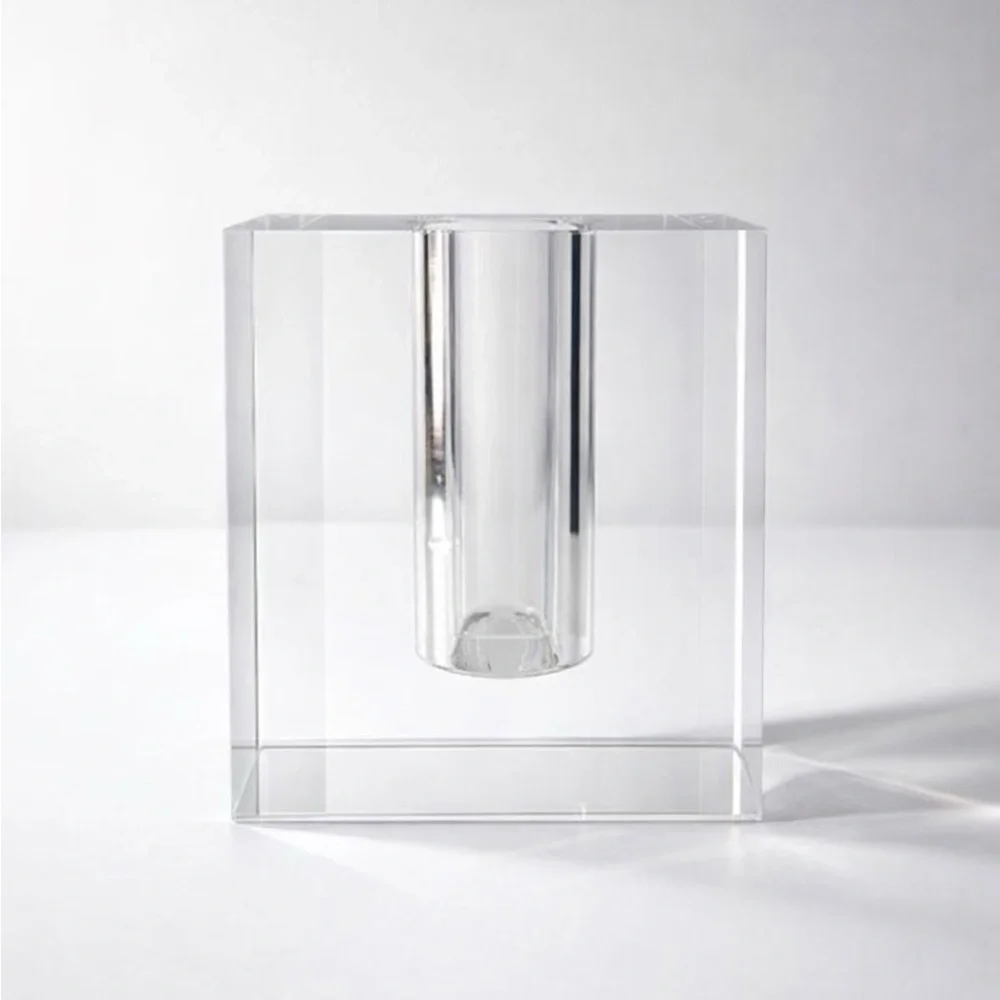 POST MODERN MINIMALIST‎ CUT CRYSAL BUD-VASE MID-CENTURY MODERN ART DECO REGENCY